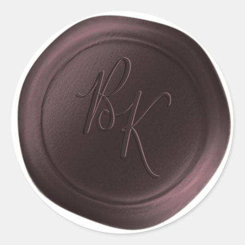 Burgundy Double Monogram Faux Wax Seal Stickers