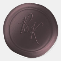 Burgundy Double Monogram Faux Wax Seal Stickers