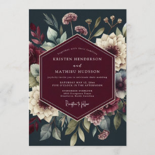 Burgundy Dramatic Bloom Wedding Invitation