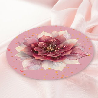 Burgundy Dream Flower Round Paper Coaster