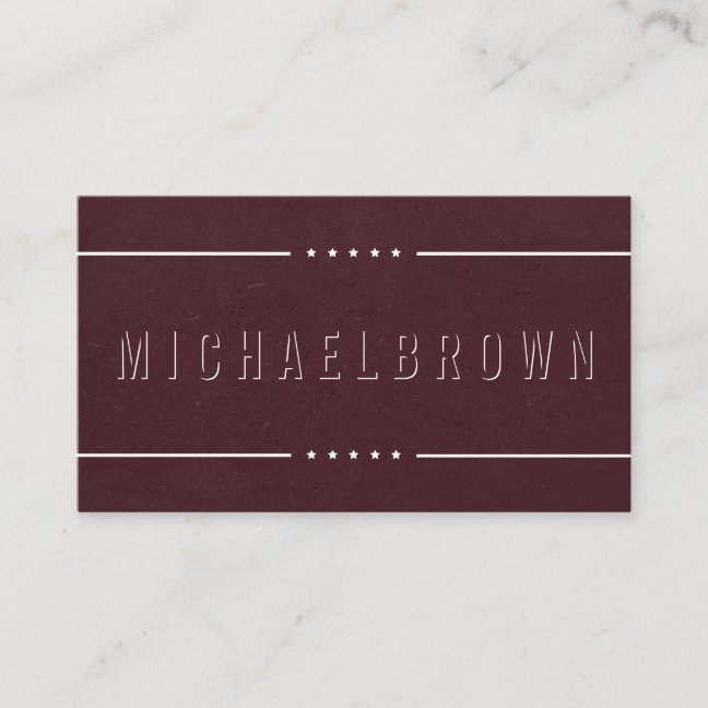 Burgundy Driver Minimalist Bold Modern stars Business Card