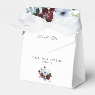 burgundy & dusty blue floral wedding favor box