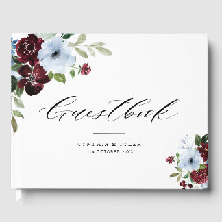 burgundy dusty blue wedding guestbook