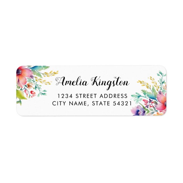 Burgundy Dusty Pink Floral Bouquet Script Name Label (Front)