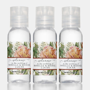 Burgundy Dusty Pink Rose Floral Vintage Wedding Hand Sanitizer