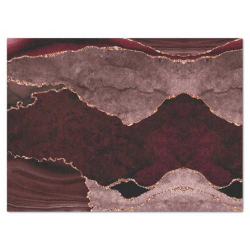 Burgundy Dusty Pink Rose Gold Agate Geode Modern Tissue Paper