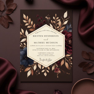 Burgundy Earthy Bloom Wedding Invitation