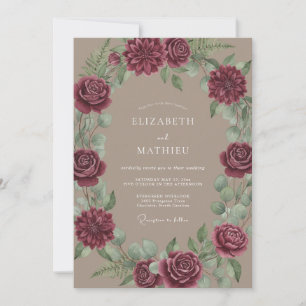 Burgundy Earthy Vintage Wedding Invitation