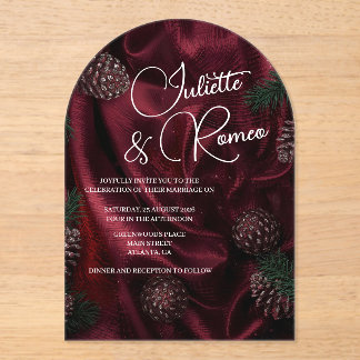 Burgundy Elegance Acrylic Invitations