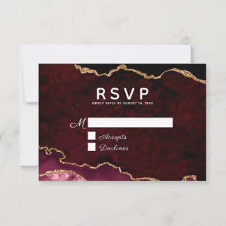 Burgundy Wedding RSVP Card