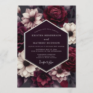Burgundy Elegant Autumnal Wedding Invitation