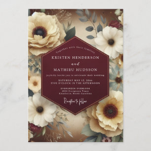 Burgundy Elegant Bloom Wedding Invitation