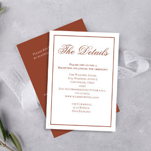 Burgundy Elegant Calligraphy Details RSVP Enclosure Card