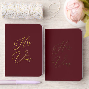 Burgundy Elegant Calligraphy Script His and Hers Foil Vow Books