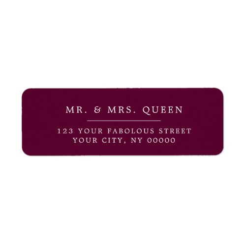 Burgundy Elegant Classic Simple Return Address Label