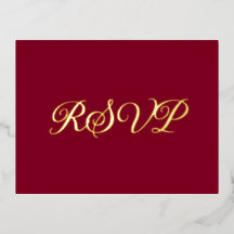 Burgundy Elegant Co-Starring Foil RSVP Card