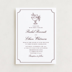 Burgundy Elegant Frame Wedding Invitation
