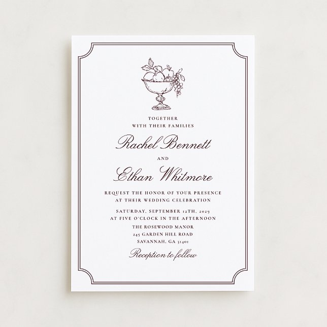 Burgundy Elegant Frame Wedding Invitation (Creator Uploaded)