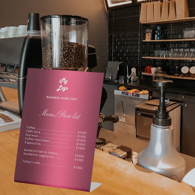 Burgundy elegant menu price list pedestal sign (Creator Uploaded)