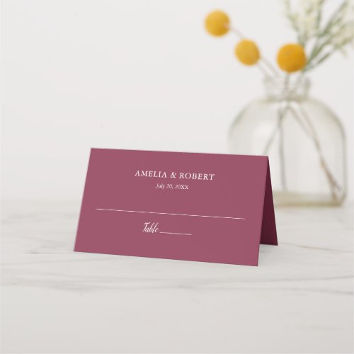 Burgundy Elegant Modern Simple Place Card