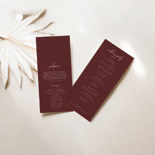 Burgundy Elegant Modern Wedding Ceremony Program