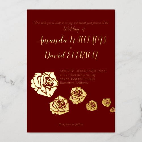 Burgundy Elegant  Real Golden   Foil Invitation