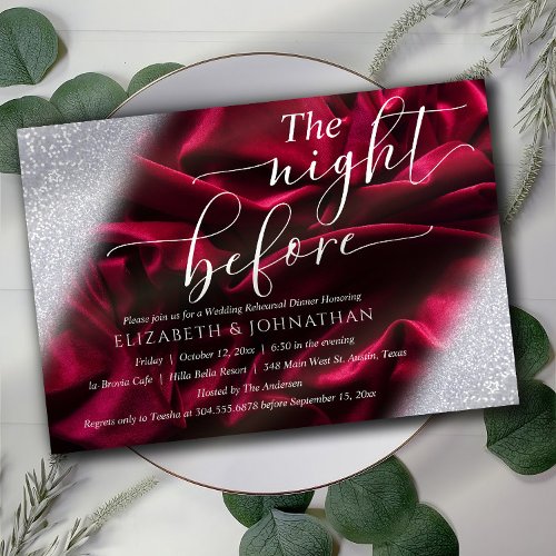 Burgundy Elegant The Night Before Rehearsal Dinner Invitation