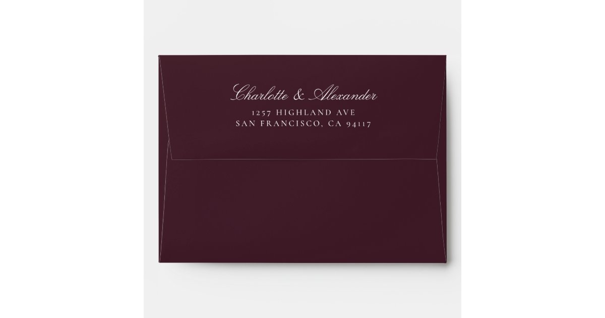 Burgundy Elegant Wedding Return Address Envelope | Zazzle