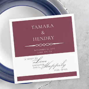 Burgundy Elegant Wedding Toast Personalized Napkins