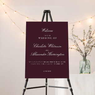 Burgundy Elegant Wedding Welcome Sign
