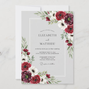 Burgundy Elegant Winter Wedding Invitation