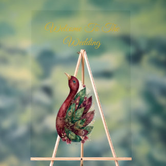Burgundy Emerald swan Acrylic sign