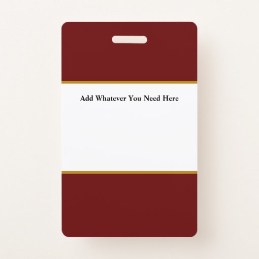 Burgundy Employee ID Badge Zazzle