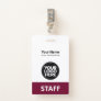 Burgundy Employee Name Business Logo Staff Tag Badge