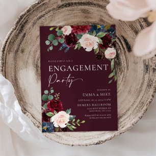 Burgundy Engagement Invitation