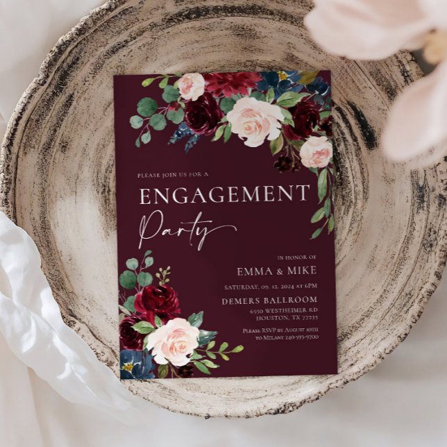 Burgundy Engagement Invitation (Creator Uploaded)