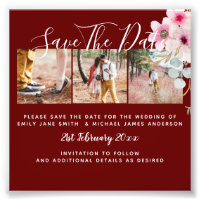 Burgundy Engagement Photo Save the Date BUDGET