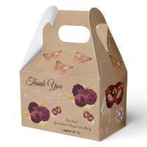 Burgundy English Roses, Quinceañera Masquerade  Favor Boxes