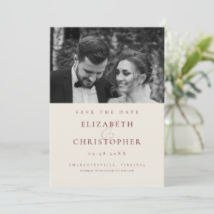 Burgundy Estate Formal Ampersand Photo Wedding Save The Date