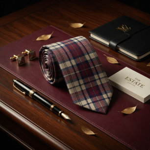 Burgundy Estate Plaid Luxury Neck Tie