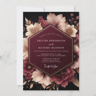 Burgundy Ethereal Bloom Wedding Invitation