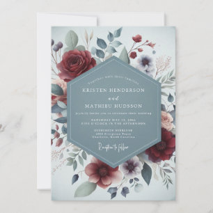 Burgundy Ethereal Bloom Wedding Invitation