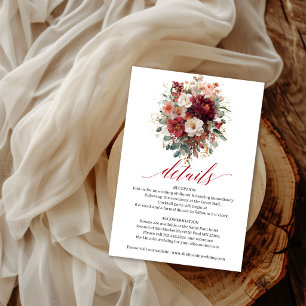 Burgundy Eucalyptus Boho Autumn Floral Details Car Enclosure Card