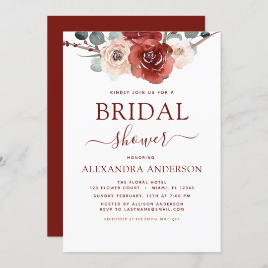 Burgundy Eucalyptus Bridal Shower Fall Invitation | Zazzle.com