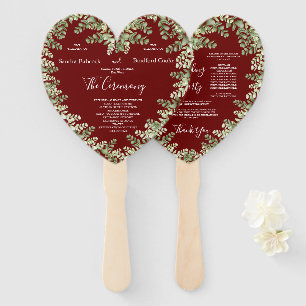Burgundy Eucalyptus Fall Autumn heart Shaped Hand Fan