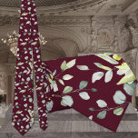 Burgundy Eucalyptus Greenery Wedding Neck Tie<br><div class="desc">A burgundy wedding neck tie featuring a sage green eucalyptus vine in only burgundy and sage green tones.</div>