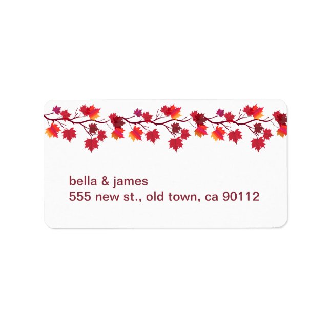 Burgundy Fall Autumn Wedding Address Labels (Front)