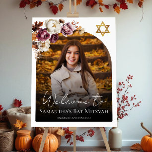 Burgundy Fall Bat Mitzvah Photo Welcome Sign