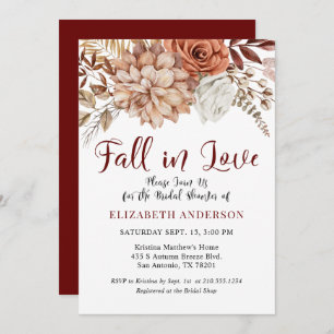 Burgundy Fall Boho Floral Bridal Shower Invitation