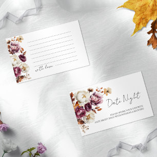 Burgundy Fall Bridal Shower Date Night Cards